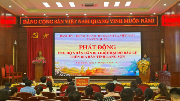 ỦY BAN MTTQ VIỆT NAM XÃ VĂN QUAN PHÁT ĐỘNG ỦNG HỘ ĐỒNG BÀO BỊ THIỆT HẠI DO BÃO, LŨ TRÊN ĐỊA BÀN TỈNH LẠNG SƠN